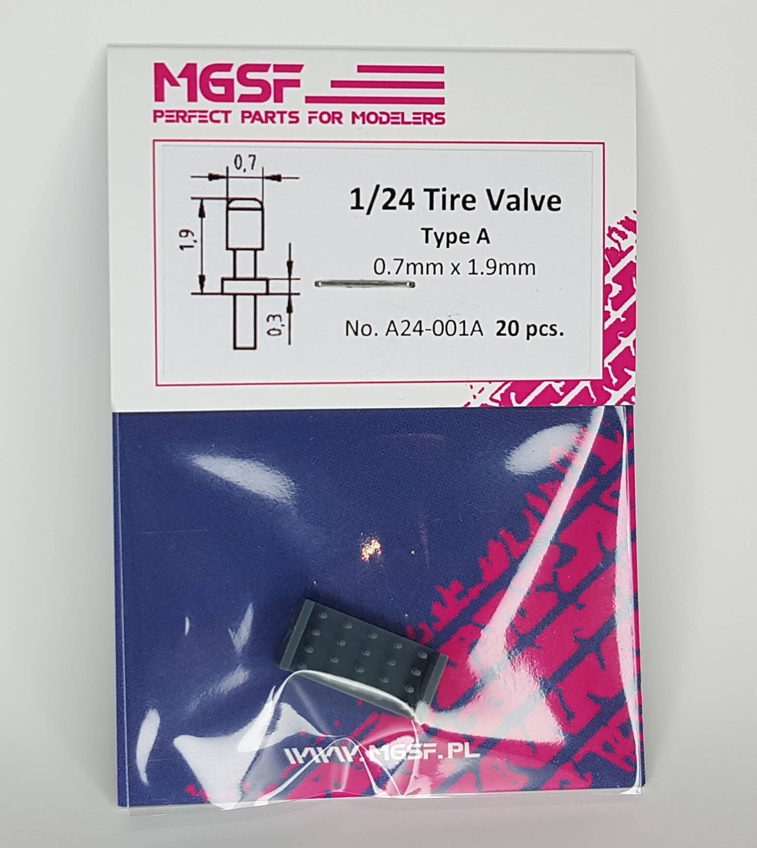 MGSF 1:24 Tire valve set for Tamiya, Aoshima, Fujimi, Revell